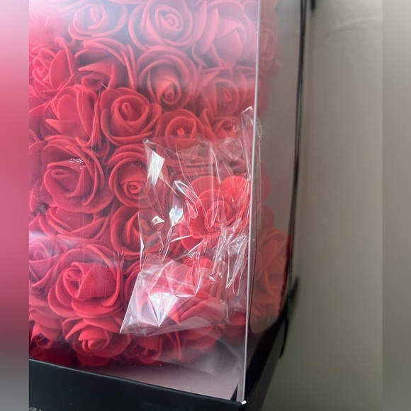 Red Rose Flower Teddy Bear with Transparent Gift Box and Thank you note - Picture 4 of 6